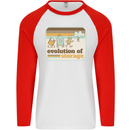 Storage Evolution Retro CD HD Drive USB Stick Mens L/S Baseball T-Shirt White/Red