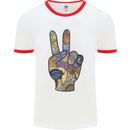 Vacation Peace Gesture Holiday Travel Mens Ringer T-Shirt White/Red