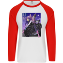 Anime Fairy Biker Japan Motorbike Motorcyle Mens L/S Baseball T-Shirt White/Red
