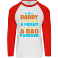 Daddy A Dad Forever Funny Fathers Day Mens L/S Baseball T-Shirt White/Red