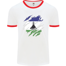Torn Lesotho Flag Basotho Day Football Mens Ringer T-Shirt White/Red
