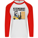 Forklift Driver I Lift Heavy Weights Funny Mens L/S Baseball T-Shirt White/Red