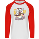 Ramen Lucky Cat Mens L/S Baseball T-Shirt White/Red