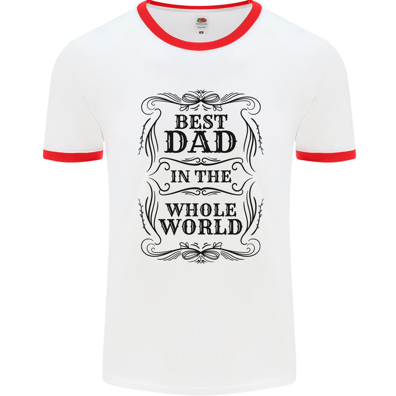 Fathers Day Best Dad in the Word Mens Ringer T-Shirt White/Red