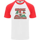 Three Christmas Gnomes Funny Xmas Mens S/S Baseball T-Shirt White/Red