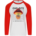 Funny Magic Mushrooms LSD Trippy Mens L/S Baseball T-Shirt White/Red