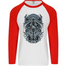 Viking God Odin Valhalla Norse Warrior Mens L/S Baseball T-Shirt White/Red