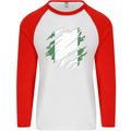 Torn Nigeria Flag Nigerian Day Football Mens L/S Baseball T-Shirt White/Red