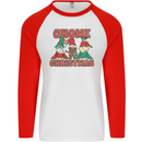 Three Christmas Gnomes Funny Xmas Mens L/S Baseball T-Shirt White/Red