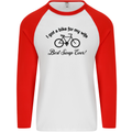 Cycling A Bike for My Wife Cyclist Funny Mens L/S Baseball T-Shirt White/Red