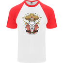 Christmas Praying Santa Christian Christianity God Mens S/S Baseball T-Shirt White/Red