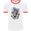 Butterflies & Flowers in the Wild Nature Mens Ringer T-Shirt White/Red