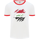 Torn Iraq Flag Iraqi Day Football Mens Ringer T-Shirt White/Red