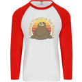 Sloth Tested Positive For Tired Funny Lazy Mens L/S Baseball T-Shirt White/Red