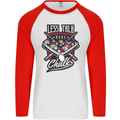 Less Talk More Chalk Funny 9-Ball Pool Mens L/S Baseball T-Shirt White/Red