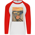 Hipster Scream Painting Mens L/S Baseball T-Shirt White/Red