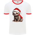 A Cute Christmas Sloth With Xmas Hat on Mens Ringer T-Shirt White/Red