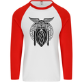 Odin The Vikings Valhalla Thor Gym Nordic Mens L/S Baseball T-Shirt White/Red