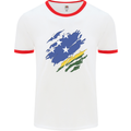 Torn Solomon Islands Flag Day Football Mens Ringer T-Shirt White/Red