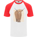 A Chilled Highland Cow Mens S/S Baseball T-Shirt White/Red