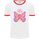 Breast Cancer Awareness Month Butterfly Mens Ringer T-Shirt White/Red