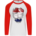 Gym The Dutch Flag Ripped Muscles Holland Mens L/S Baseball T-Shirt White/Red