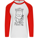 Cat Dont Fight Me Funny Mens L/S Baseball T-Shirt White/Red