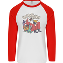 Christmas Stoned Santa Funny Weed Bong Mens L/S Baseball T-Shirt White/Red