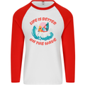 Wakeboarder Water Sports Wakeboarding Mens L/S Baseball T-Shirt White/Red