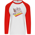 A Unicorn Pug Dog LGBT Mens L/S Baseball T-Shirt White/Red