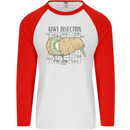 Funny Kiwi Fruit Bird Disection Mens L/S Baseball T-Shirt White/Red