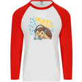 A DJ Hedgehog Headphones Pop Music Mens L/S Baseball T-Shirt White/Red