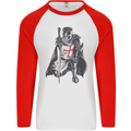 A Nights Templar St. George's Day England Mens L/S Baseball T-Shirt White/Red