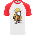 Santa Raincoat Christmas Rainy Season Santa Mens S/S Baseball T-Shirt White/Red