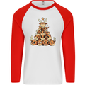 Reindeer Christmas Tree Rudolf Xmas Funny Mens L/S Baseball T-Shirt White/Red