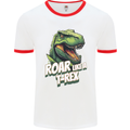 Roar Like a T-Rex Dinosaur Mens Ringer T-Shirt White/Red