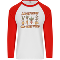 Vegan Living Life on the Veg Vegetarian Mens L/S Baseball T-Shirt White/Red