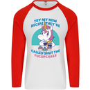 Shut the Fuckupcakes Funny Offensive Unicorn Mens L/S Baseball T-Shirt White/Red