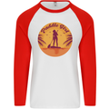 Paddleboarding Girl Mens L/S Baseball T-Shirt White/Red