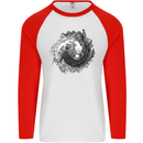 Axoloti Yin Yang Mens L/S Baseball T-Shirt White/Red
