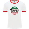 Superior Gasoline Biker Motorcycle Motorbike Mens Ringer T-Shirt White/Red