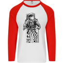 I Just Need More Space Funny Astronaut Mens L/S Baseball T-Shirt White/Red