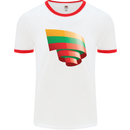 Curled Lithuania Flag Lithuania Day Football Mens Ringer T-Shirt White/Red