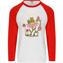 Honor the Land Frog Climate Change Hippy Mens L/S Baseball T-Shirt White/Red