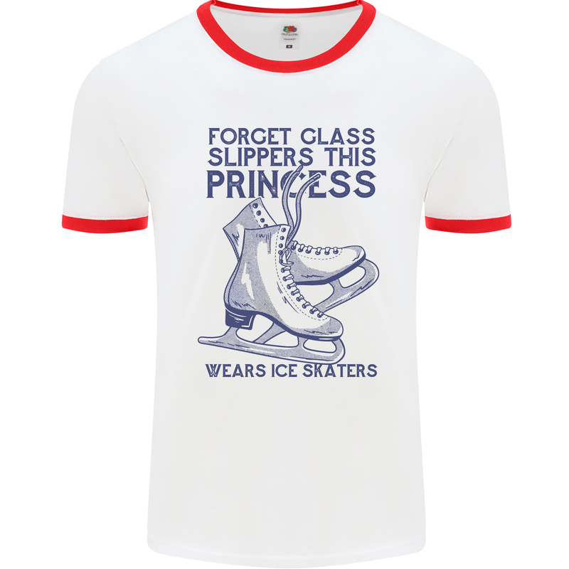 This Princess Wears Ice Skates Skater Mens Ringer T-Shirt White/Red