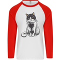I Love Cats Cute Kitten Mens L/S Baseball T-Shirt White/Red