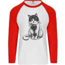 I Love Cats Cute Kitten Mens L/S Baseball T-Shirt White/Red