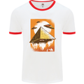 UFO Pyramid Alien Flying Saucer Mens Ringer T-Shirt White/Red