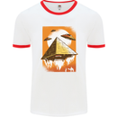 UFO Pyramid Alien Flying Saucer Mens Ringer T-Shirt White/Red
