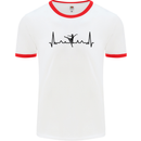 Ballet Dancer ECG Dancing Ballerina Pulse Mens Ringer T-Shirt White/Red